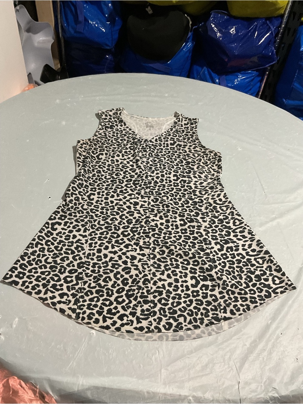 Sleeveless Leopard Print Tunic Top - Black & White